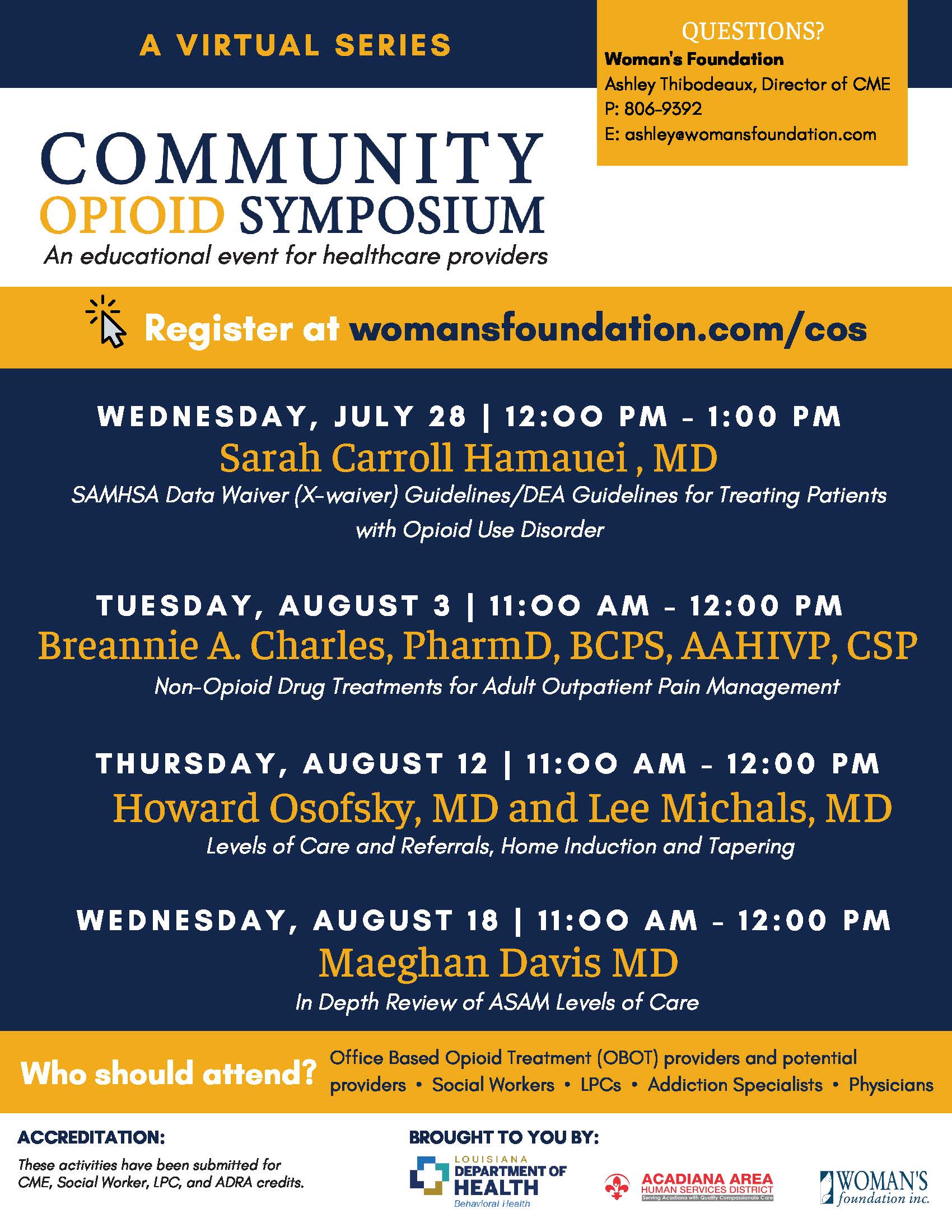 Community Opioid Symposium Virtual Event flyer