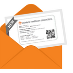 New Louisiana Healthcare Connections member identification card popping out of an orange envelope