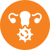 Orange circle with cervical cancer-related icon