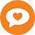 Icon depicting a speech bubble containing a heart shape.